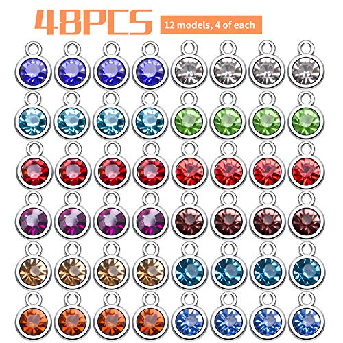 Aylifu Birthstone Charms Crystal Pendant Charms 12 Months Birth Charms for Necklace Bracelet Earring - color: 12 Birthstone Colors