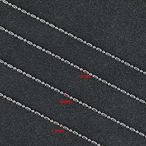UMAOKANG 32.8 Feet Silver Ball Bead Chain for Jewelry Making 1.5mm Stainless Steel Beaded Chain Roll with Matching Connectors Bulk Men Women Necklace Choker DIY Jewelry Supplies - color: 1.5mm silver ball