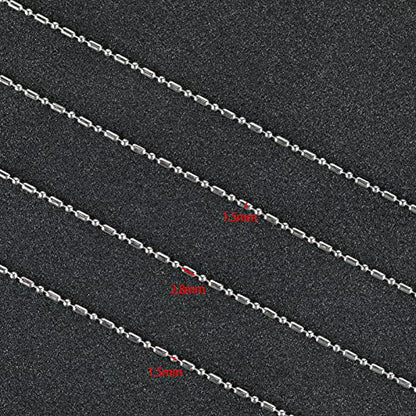 UMAOKANG 32.8 Feet Silver Ball Bead Chain for Jewelry Making 1.5mm Stainless Steel Beaded Chain Roll with Matching Connectors Bulk Men Women Necklace Choker DIY Jewelry Supplies - color: 1.5mm silver ball