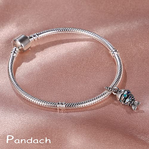 Pandach 925 Sterling Silver Charms for Bracelet&Necklace Dangle Pendant Bead with 5A Cubic Zirconia Stones,Jewelry Beads Gifts for Women - style: Fishes Charm
