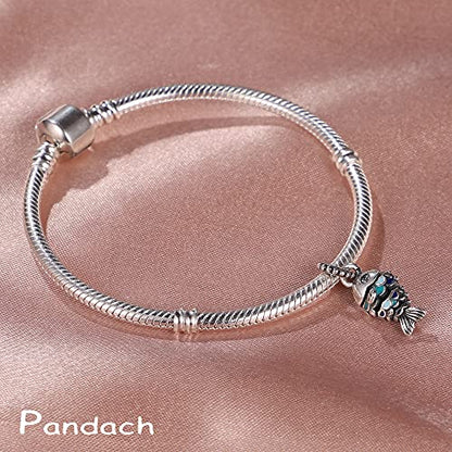 Pandach 925 Sterling Silver Charms for Bracelet&Necklace Dangle Pendant Bead with 5A Cubic Zirconia Stones,Jewelry Beads Gifts for Women - style: Fishes Charm
