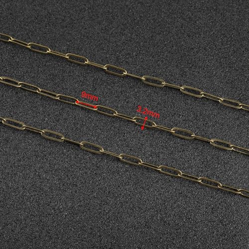 UMAOKANG 32.8 Feet Bronze Plated Brass Jewelry Making Chains Bulk Paperclip Chain for Jewelry Making Jewelry Supplies Findings - color: Bronze Paperclip