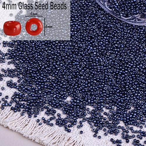 2000pcs Glass Seed Beads Bulk, 4mm 6/0 Mini Pony Spacer Small Individual Color Seed Beads for DIY Bracelet Necklaces Wrist Jewelry Making, Gunmetal Black - color: Gunmetal Black