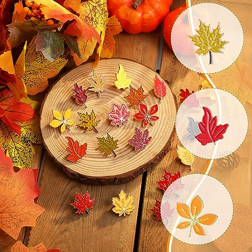Giegxin 40 Pcs Maple Leaf Enamel Pins Bulk Fall Lapel Pins for Backpacks Autumn Maple Leaf Brooches for Clothes Bags Hats Accessories Gifts - style: Leaves