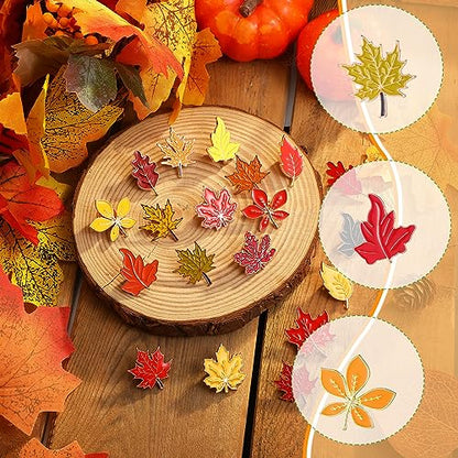 Giegxin 40 Pcs Maple Leaf Enamel Pins Bulk Fall Lapel Pins for Backpacks Autumn Maple Leaf Brooches for Clothes Bags Hats Accessories Gifts - style: Leaves