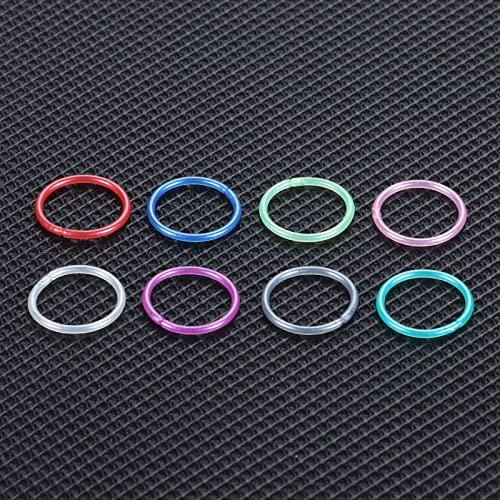 Oveta 8-32PCS 16G/20G Nose Rings Hoop Retainer Colorful Clear Bioflex Acrylic Septum Rings Cartilage Tragus Earrings Piercing Retainer Seamless Ring Hoop 5/16'' or 3/8'' - style: 20g 5/16'' Ring
