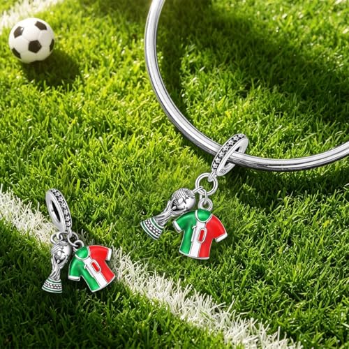 LIGHTDOG 925 Sterling Silve Charms fits Pandora Bracelets Necklace,5A Zircon Dangle Pendant Bead,Mother's Day Gift Jewelry Beads for Women - style: Soccer Champion Charm