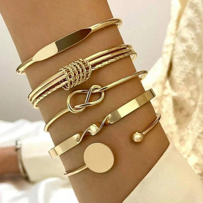 ÌF ME Gold Bangle Bracelets for Women, Indian Bangles Stackable Set, Multi Layer Textured 18K Gold Plated Chunky Bracelets Boho Jewelrys Set - style: gold-Knot Bangle