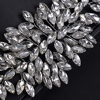 JWICOS Bridal Headband Crystal Hair Vine Wedding Headpiece for Bride & Girls (Silver) - color: Silver
