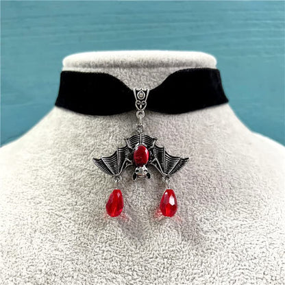 Gothic Black Velvet Goth Choker Necklace for Women,Cameo Black Choker Crow Skull Pendant Necklace Vintage Collar Skull Necklace Gothic Jewelry - style: Bat