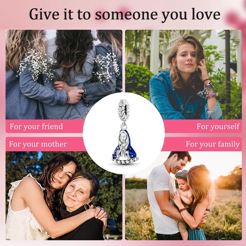 MULA 925 Sterling Silver Charms for Bracelets and Necklace Family Pendants | Airplane Travel Dangle Beads Family Tree Jewelry Charms for Women - color: Dainty Goddess