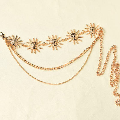 Sun Waist Chain Multilayer Belt for Women Gold Body Chain Sexy Multi Layered Belly Chains Accessories - color: gold