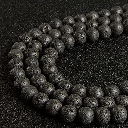 100pcs 6mm Black Lava Beads Natural Gemstone Beads Round Loose Beads for Jewelry Making - color: Black Lava, size: 6mm