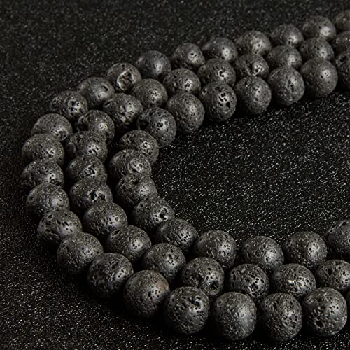 100pcs 10mm Black Lava Beads Natural Gemstone Beads Round Loose Beads for Jewelry Making - color: Black Lava, size: 10mm