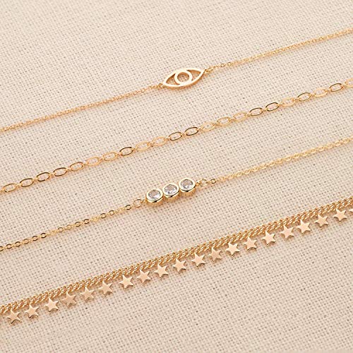 LOYATA Chain Bracelet Gold Link 14K Gold Plated Dainty Pearl Bracelet Simple Jewelry Gift for Women - style: Oval