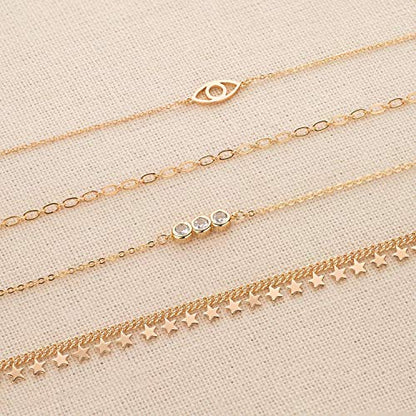 LOYATA Chain Bracelet Gold Link 14K Gold Plated Dainty Pearl Bracelet Simple Jewelry Gift for Women - style: Oval