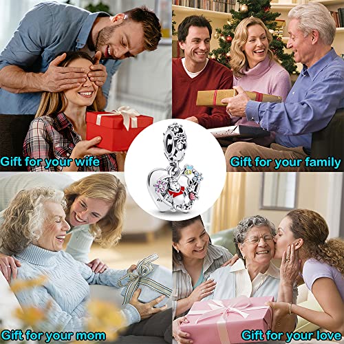 Jewelry Love Heart Charms for Women Bracelets and Necklaces | 925 Sterling Silver,Mother's Day Birthday Christmas - color: Piglet Double Dangle Charm
