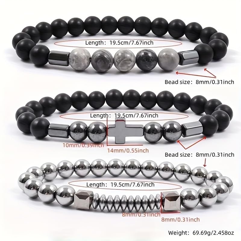 Vintage Stackable Bead Bracelet Set For Men Women Handmade Bohemian Style Multilayer Adjustable Elastic Bead Bracelet Fashion Punk Jewerly Gift - style: Style 4