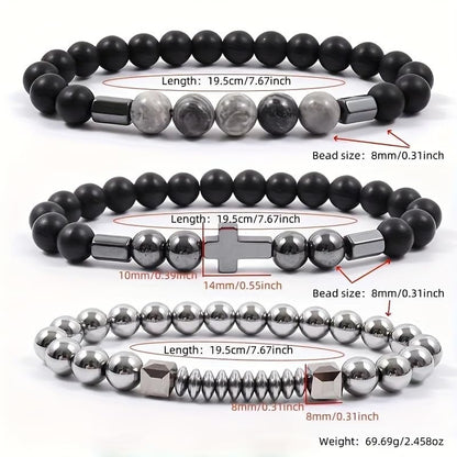 Vintage Stackable Bead Bracelet Set For Men Women Handmade Bohemian Style Multilayer Adjustable Elastic Bead Bracelet Fashion Punk Jewerly Gift - style: Style 4