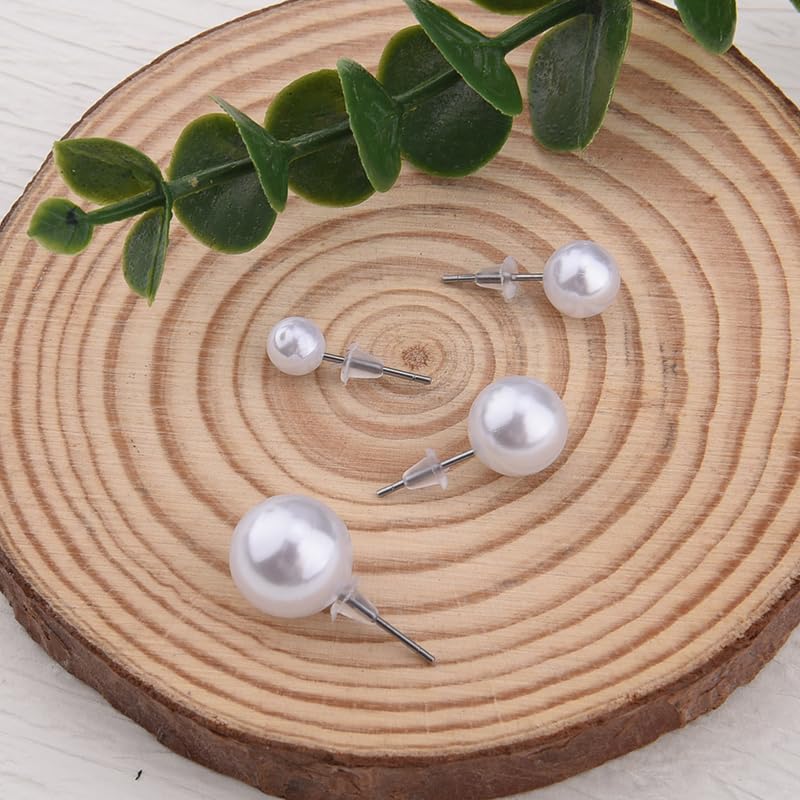 Pearl Stud Earrings for Women Elegant Trendy Round Cubic Zirconia Earrings Studs Pearl Cz Studs Earring for Women - color: two