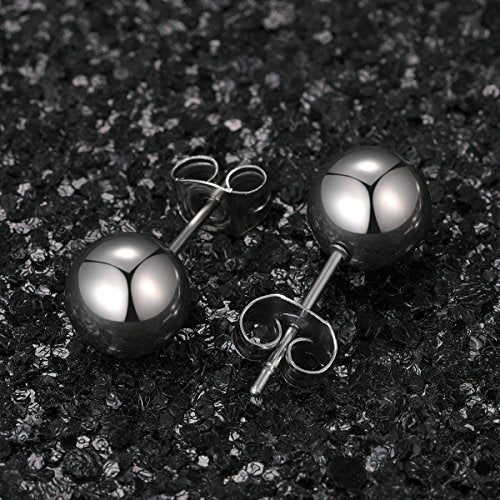 6 Pairs Surgical Stainless Steel Round Ball Stud Earrings Set for Women Men 3-7mm - style: 6 Pairs 6mm Ball Stud Earrings
