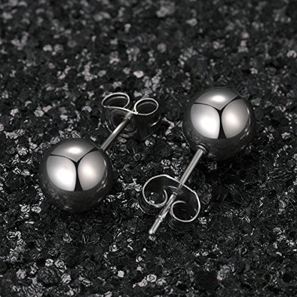 6 Pairs Surgical Stainless Steel Round Ball Stud Earrings Set for Women Men 3-7mm - style: 6 Pairs 6mm Ball Stud Earrings