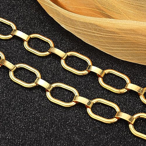 Women's Chain Belt Metal Waist Belt Chunky Belly Link Belt - color: 23028 Gold, size: M: 47.2 in