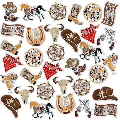 Landical 60 Pcs Western Lapel Enamel Pins Bulk Silly Goose Derby Horse Camping Coastal Cowgirl Cowboy Hat Pins for Clothing Bag Truck Hat Decor Jewelry Party Favors Gift - style: Cowboy