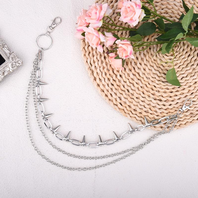 Goth Pants Chain Charms for Women Men Punk Layered Jean Chains Gothic Y2k Pocket Chain for Women Hip Hop Waist Chains - color: Rivet