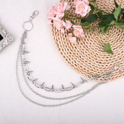Goth Pants Chain Charms for Women Men Punk Layered Jean Chains Gothic Y2k Pocket Chain for Women Hip Hop Waist Chains - color: Rivet
