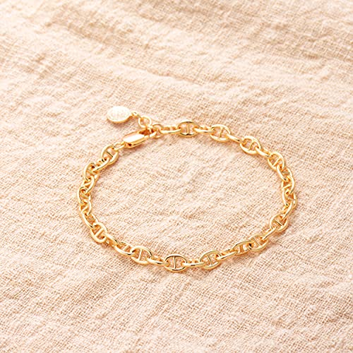 LOYATA Chain Bracelet Gold Link 14K Gold Plated Dainty Pearl Bracelet Simple Jewelry Gift for Women - style: coin 1