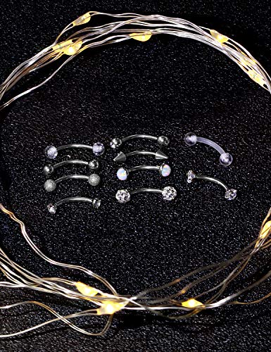 Jenxnjsjo 16g 6/8/10mm Eyebrow/Rook/Snug/Vertical-Labret/VCH/Snake-Eyes/Anti-Tragus/Christina/Daith/Belly-Button/Bridge/Hood/Surface Curved Barbell Piercing Jewelry for Women Men - color: 10PCS, Surgical-Steel, size: 8mm