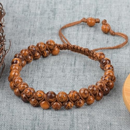 MASSIVE BEADS Double Layer Natural Chakra Healing Power Crystals Macrame Bracelet Yoga Stone Beads Gemstone Meditation Relax Anxiety Bangle for Unisex Women Men - color: Tiger Skin Stone, size: 4mm
