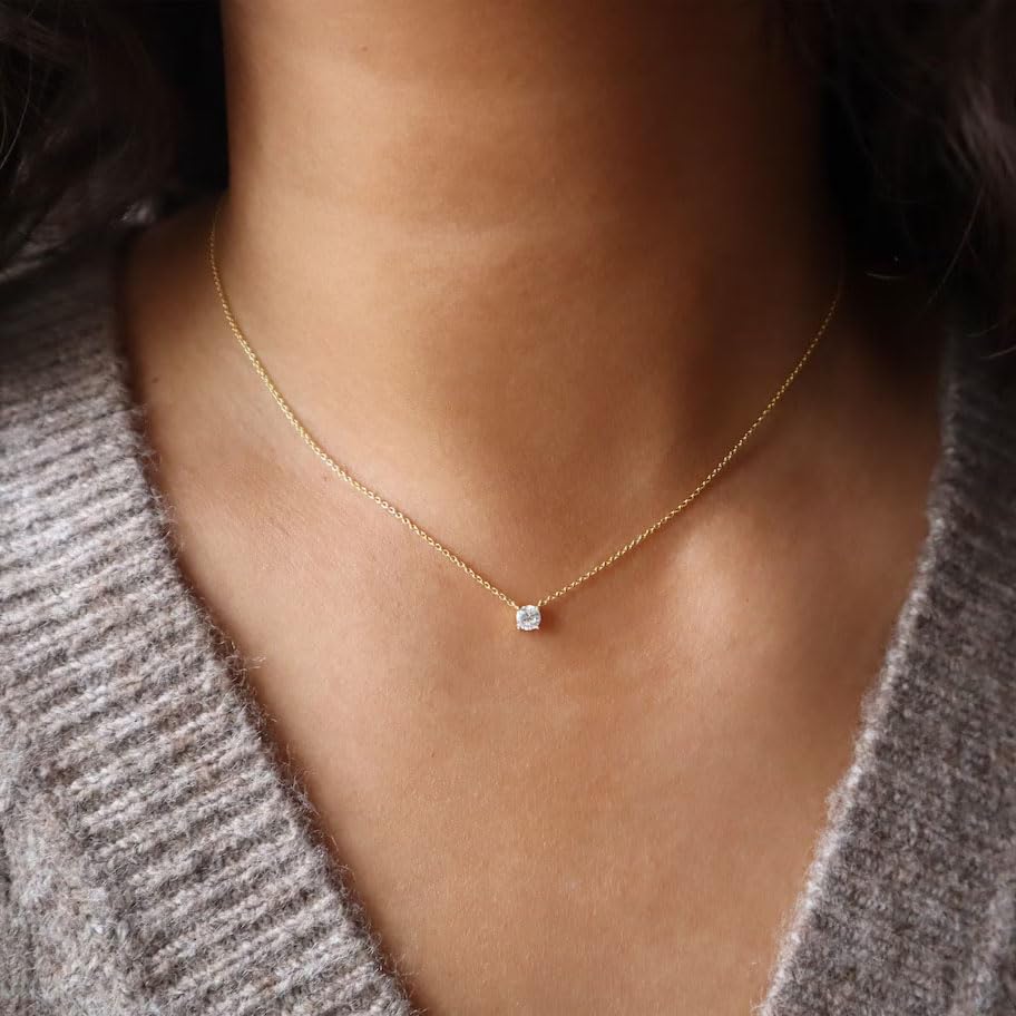 Dainty Choker Necklace for Women 18K Gold Plated Shining Dots Box Chain Sparkle Necklaces Cute Paperclip Link Herringbone Necklace Exquisite Jewelry Gifts for Mom Girlfriend - style: Z/Simple Diamond GD