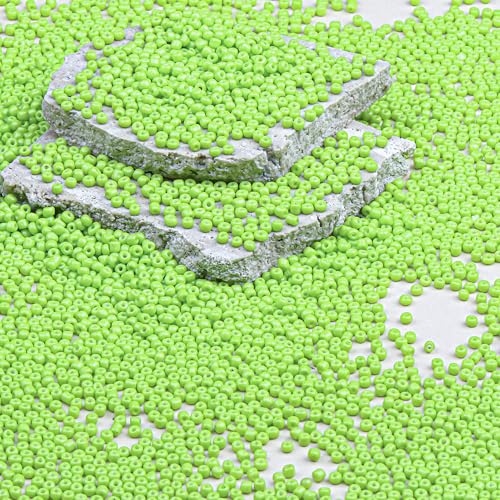 2mm Glass Seed Beads Bulk, Bright Green 12/0 Tiny Round Seed Bead, Small Mini Pony Craft Beads for Bracelet Necklace Wrist Jewelry Making Beading Weaving DIY Crafts Supplies - color: Bright Green