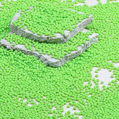 2mm Glass Seed Beads Bulk, Bright Green 12/0 Tiny Round Seed Bead, Small Mini Pony Craft Beads for Bracelet Necklace Wrist Jewelry Making Beading Weaving DIY Crafts Supplies - color: Bright Green
