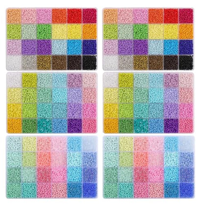 5200 Pcs 3mm Glass Seed Beads for Jewelry Bracelet Making Kit, Small Beads Friendship Bracelet Kit, DIY Art Craft Girls Gifts Mixed Colors - color: Mixed Colors