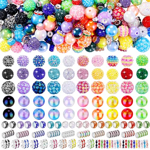 HUISUYTON 190 Pcs Beads for Pens Making, Included Rondelle Spacer Bead and 16/20mm Bubblegum Beads for Pen, Acrylic Bead for Jewelry Making, Bracelets, Beadable Pens - color: 190PCS Beads