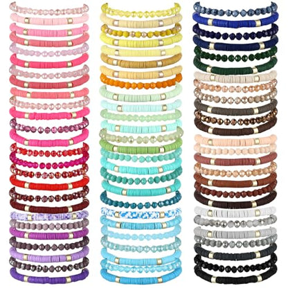 96 Pcs Beaded Friendship Bracelets Bulk Inspirational Stretch Bracelets Y2k Colorful Cute Adjustable Jewelry for Women Summer Beach Graduation Party Favors Friend Gifts - style: Novel