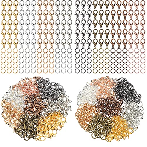 600 Pieces Lobster Clasps and Open Jump Rings Set Lobster Claw Clasps and Closures for Jewelry Making and Bracelets Bracelet Hooks Jewelry Clips(Mixed Colors) - color: Mixed Colors