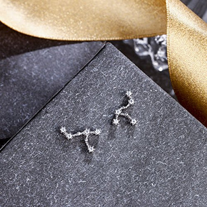 925 Sterling Silver CZ Horoscope Zodiac 12 Constellation Astrology Ear Crawler Post Earrings Gift for Mom Women Mothers Day/Valentines Day/Birthday/Christmas/Anniversary - style: Leo (Jul 23 - Aug 22)