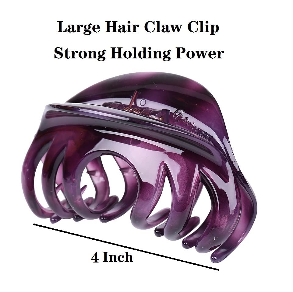 Pack of 2 Large 4" Hair Claw Clip-Acrylic Strong Holding Power Hair Clips Hairgrip for Women and Girls Hair Barrettes for For Thick Hair(C-AP) - color: C-AP