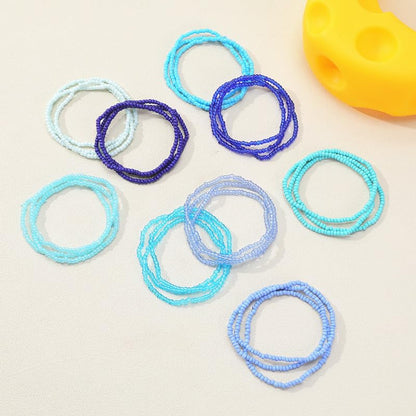 18-20PCS Colorful Bohemia Seed Beaded Bracelets Set Stackable Boho Stretch Bangle Bracelets Multilayer Boho Anket Concert Summer Beach Vaction Surf Jewelry Accessory - color: Blue-20pcs