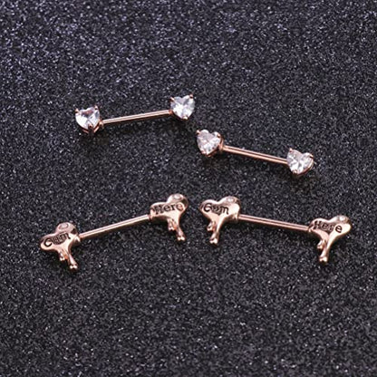 Besteel 8 Pairs Nipple Rings 14G Stainless Steel Nipplerings CZ Heart Butterfly Ball Tongue Barbell Rings Retainer Body Piercing Jewelry for Women