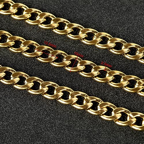 UMAOKANG Gold Cuban Chain for Jewelry Making Chunky Stainless Steel Chains | 9.8 Feet PVD Gold Plated Jewelry Chains Bulk 10mm Wide Necklace Chain for Men Strong Jewelry Chain Roll - color: Gold Twist-10mm