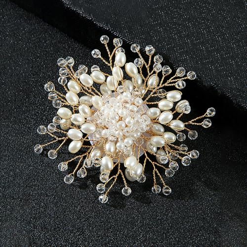 Flower White Pearl Brooch Pin for Women | Striking Large Pearl Flower Beads Statement Costume Pin Graceful Wedding Anniversary Prom Jewelry Gifts - style: Pearl1