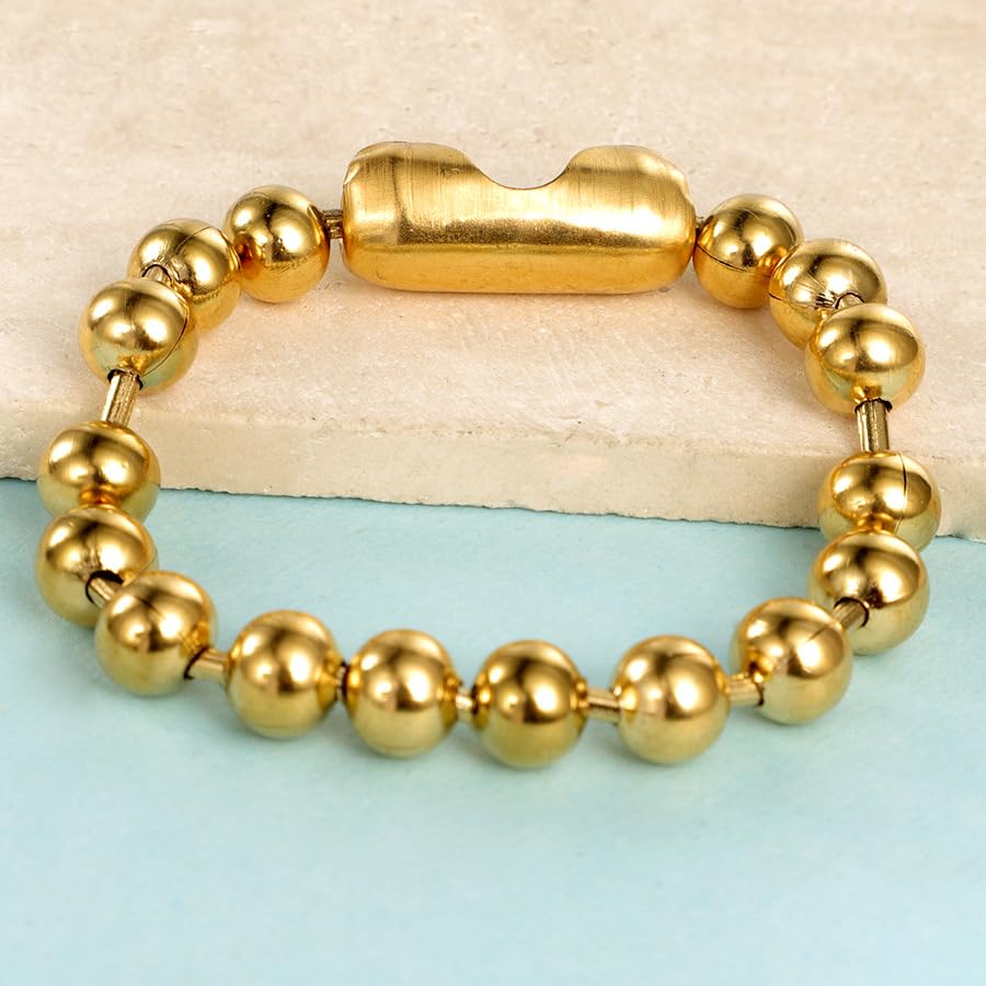 Jude Jewelers Stainless Steel 8mm Beads Chain Strand Bracelet - color: Gold