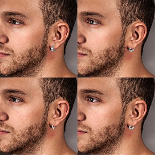 Aroncent 2-8Pcs Womens Mens Huggie Hoop Triangle Earrings Viking Runes Stainless Steel Ear Stud Novelty Black/Gold/Silver - color: A-Silver