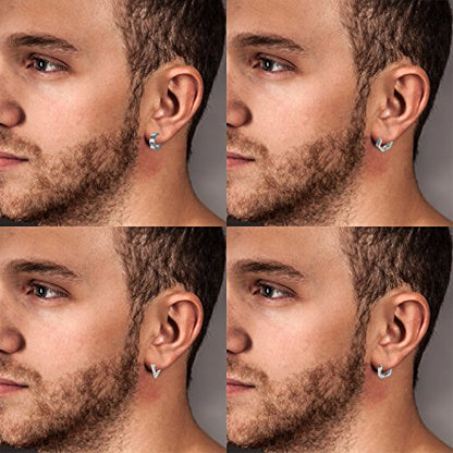 Aroncent 2-8Pcs Womens Mens Huggie Hoop Triangle Earrings Viking Runes Stainless Steel Ear Stud Novelty Black/Gold/Silver - color: A-Silver