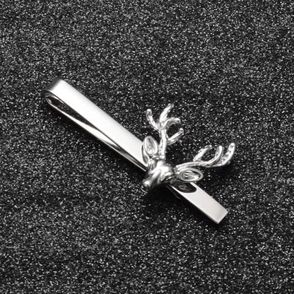 Christmas Tie Clips for Men 14k Gold Plated Silver Tie Pins with Cute Animal Deer/Lion/Dog/Cat Tie Bars Necktie Suit Tie Accessories Jewelry - style: Christmas Deer Tie Clip